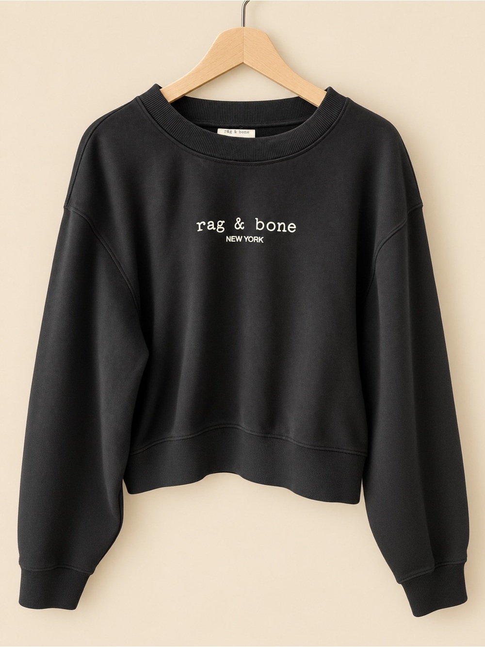 rag & bone Black Logo Cropped Sweatshirt ✨